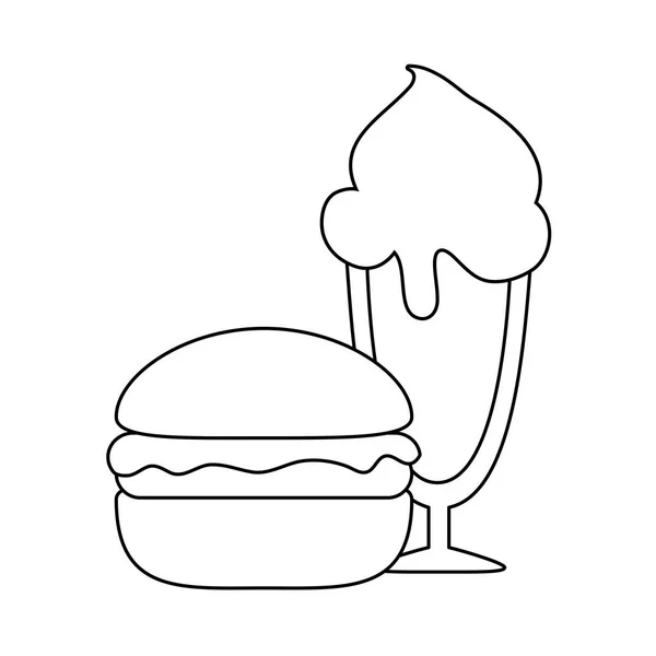 Hamburger con icona isolata gelato — Vettoriale Stock