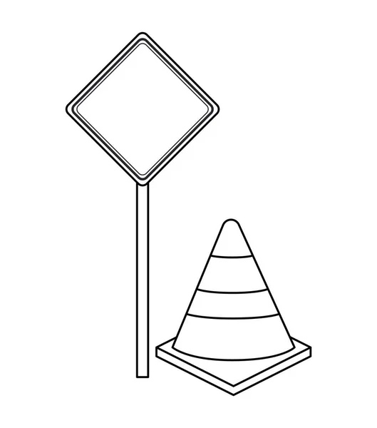 Cône avec signalisation en bâton — Image vectorielle