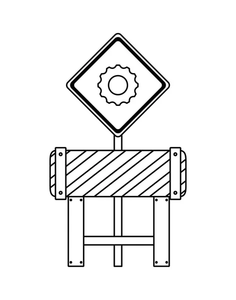 Barricade et signalisation avec engrenages — Image vectorielle