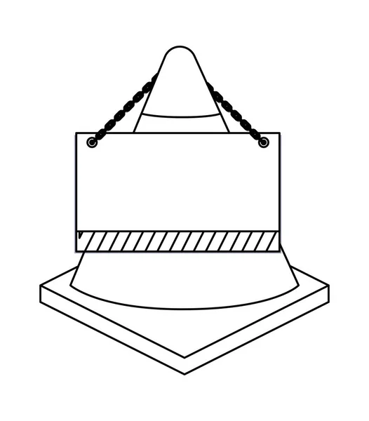 Cône avec signalisation pendaison icône isolée — Image vectorielle