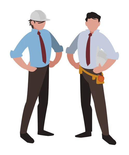 Ingenieros elegantes con casco — Vector de stock