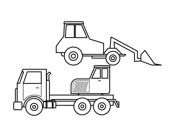 Camion-grue sous construction avec pelle — Image vectorielle