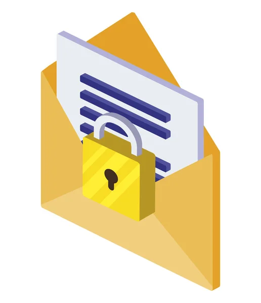 Enveloppe mail avec cadenas — Image vectorielle