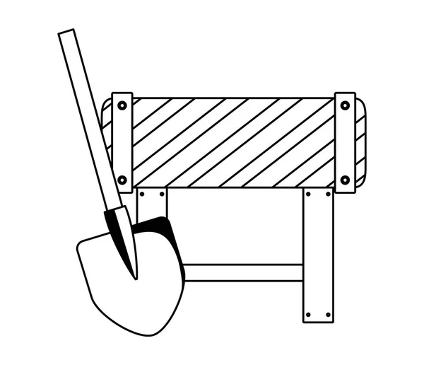 Сигнализация баррикад с изолированной иконкой лопаты — стоковый вектор