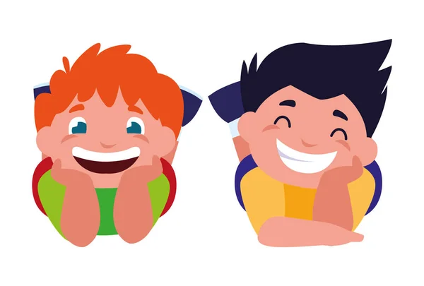 Feliz niños pequeños personajes — Archivo Imágenes Vectoriales