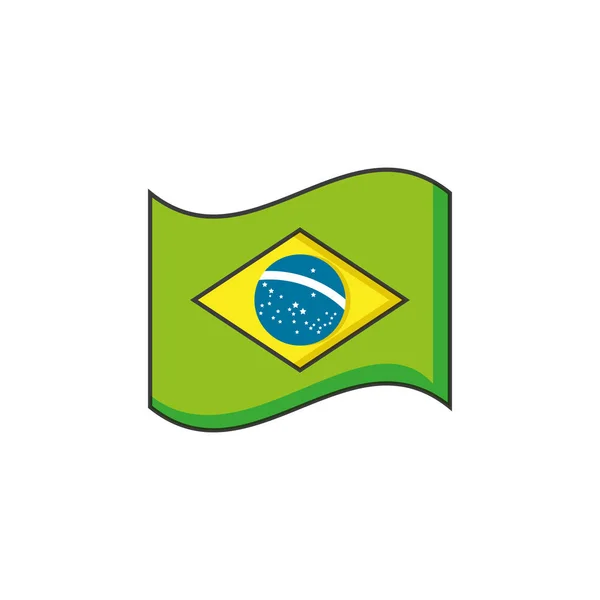 Bandera de Brasil icono aislado — Vector de stock