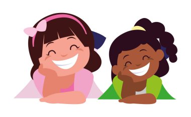 mutlu küçük Interracial kızlar karakterler