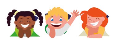 mutlu küçük Interracial çocuklar karakterler