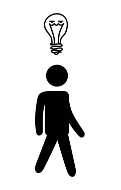 ampul ışık fikri ile insan silueti
