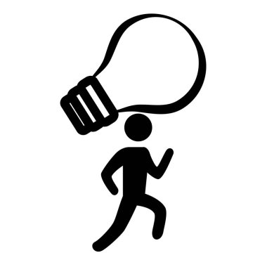 ampul siluet simge ile insan figürü