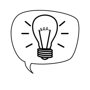 ampul ışık fikri ile konuşma balonu