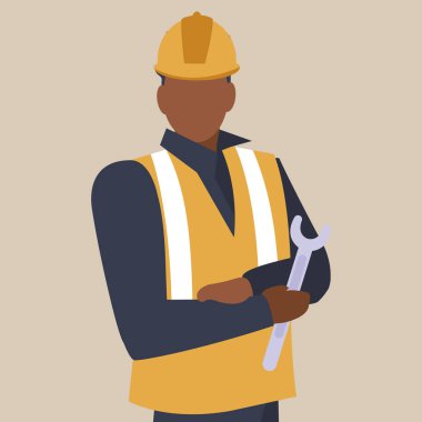 Sanayi işçisi siyah avatar karakter