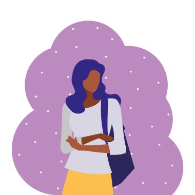 Genç zenci kız öğrenci modelleme