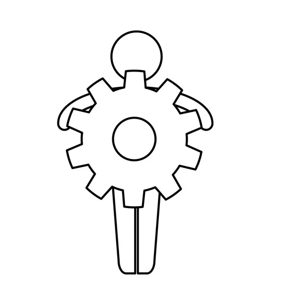 Silhueta figura humana com engrenagens —  Vetores de Stock