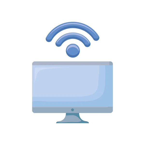 Monitor del computer con segnale wifi — Vettoriale Stock