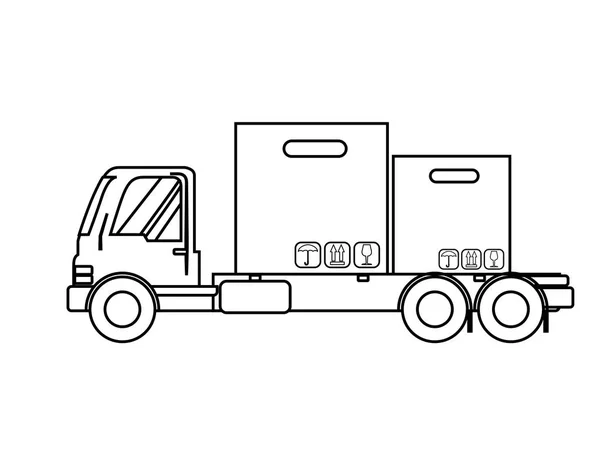 Вантажний автомобіль з картонними коробками — стоковий вектор