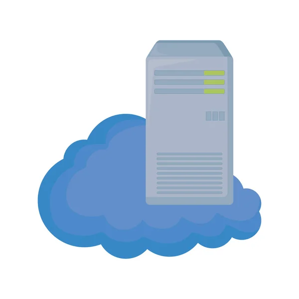 Cloud computing with tower server — Stock Vector