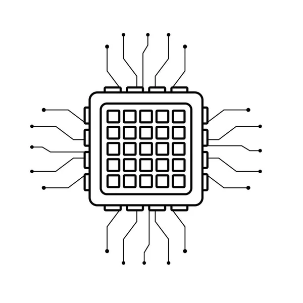 Microchip met elektronische circuit — Stockvector
