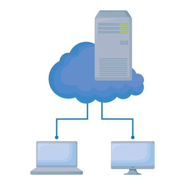 Computación en nube con ordenadores — Archivo Imágenes Vectoriales