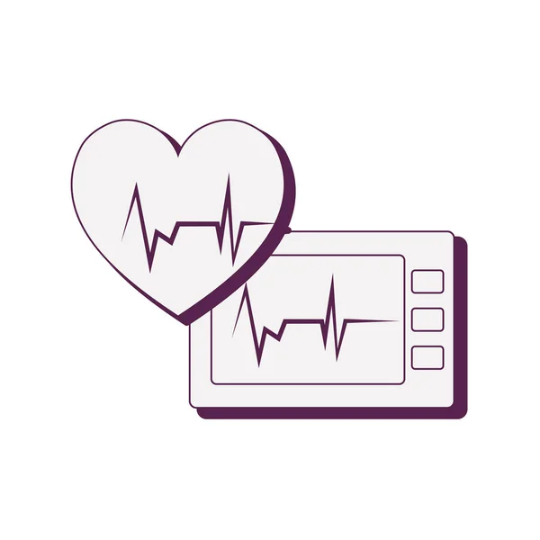 Cardiología del corazón con máquina de ekg — Vector de stock