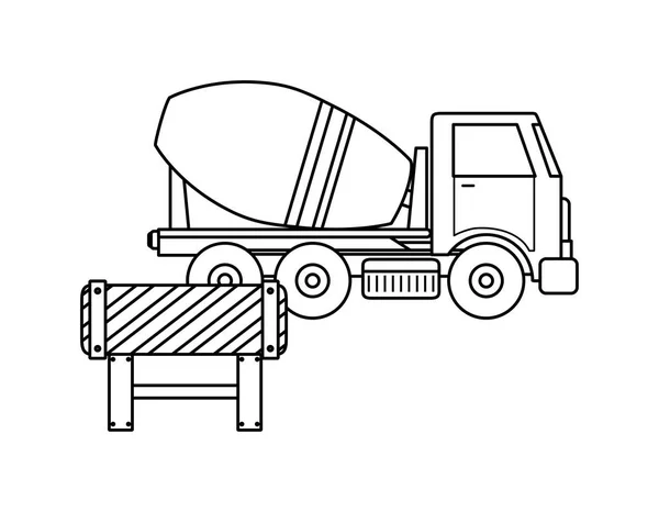 Im Bau Beton-LKW mit Signalanlage — Stockvektor