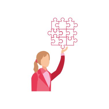 iş kadını puzzle parçaları ile