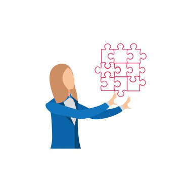 iş kadını puzzle parçaları ile