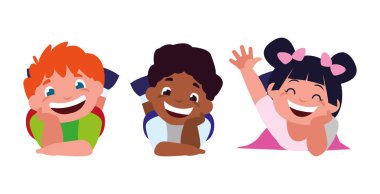 mutlu küçük Interracial çocuklar karakterler