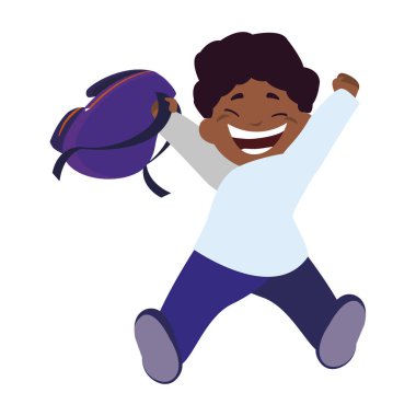 mutlu çantanı karakteri ile küçük siyah öğrenci