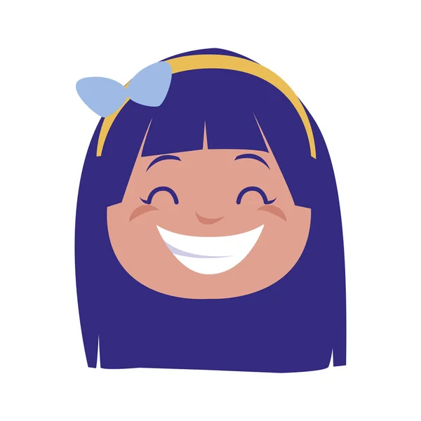 Personagem cabeça menina feliz — Vetor de Stock