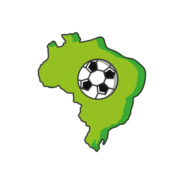 Kaart van Brazilië met voetbal — Stockvector