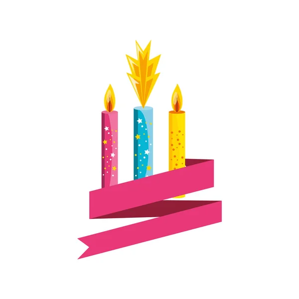 Set of birthday candles with ribbon — Stock Vector