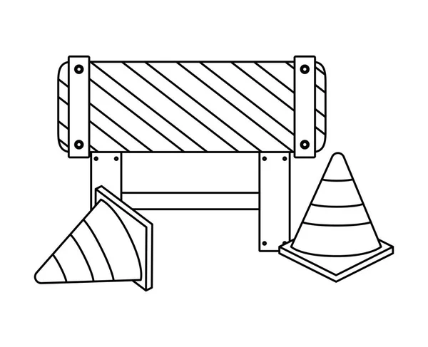 Barricade avec cônes de signalisation — Image vectorielle