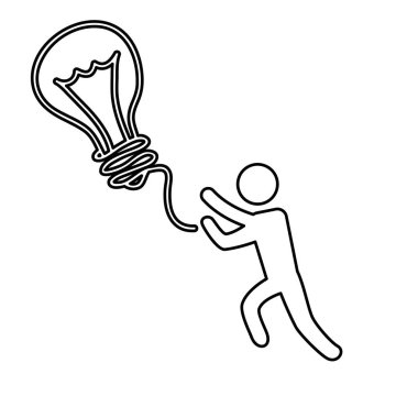 ampul siluet simge ile insan figürü