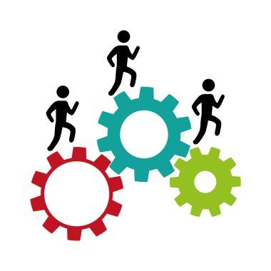 Gears'ı makine ile takım çalışması siluet