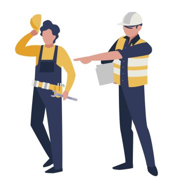 Çift erkekler inşaatçılar çalışma