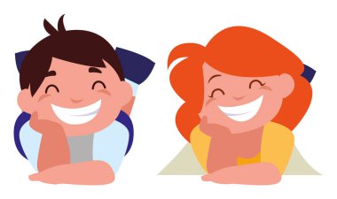 mutlu küçük karakter çocuklar