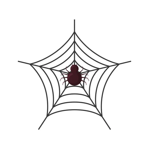 Mutlu halloween örümcek spiderweb ile — Stok Vektör