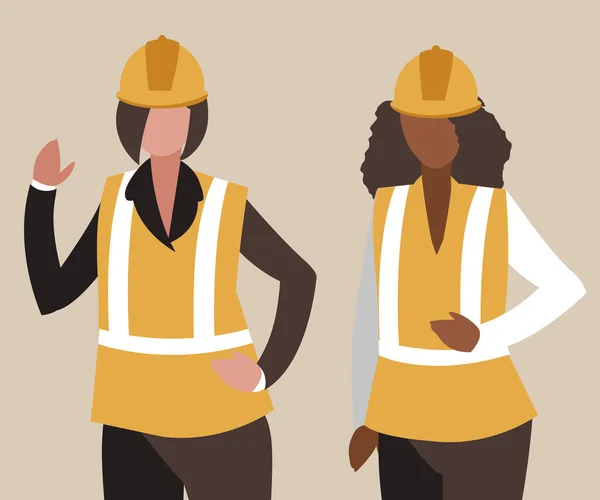 Kadın sanayi işçileri karakterler — Stok Vektör