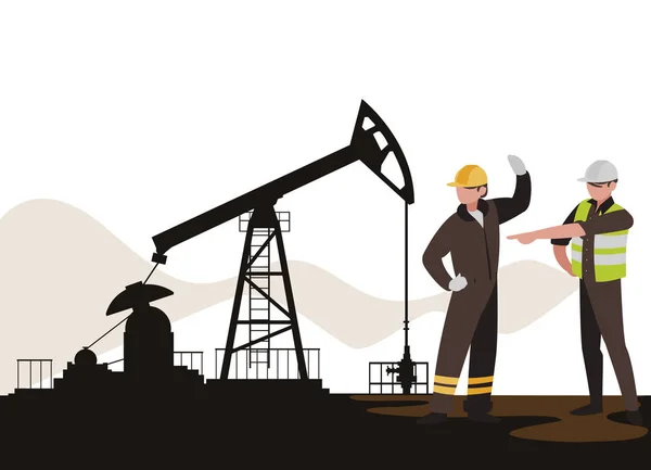 Oil industry workers avatars characters — Stock Vector