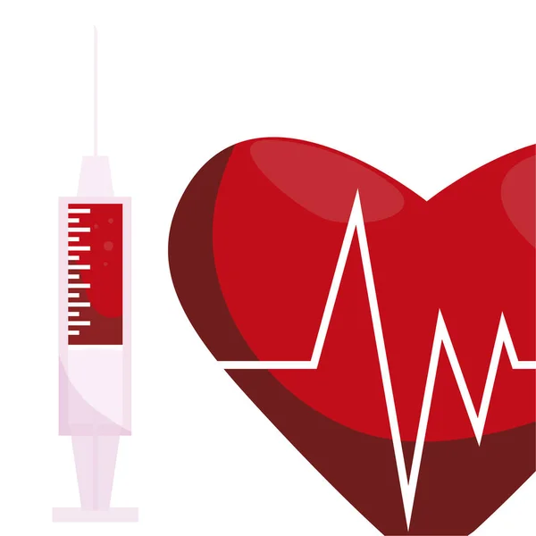Hart cardio met injectie — Stockvector