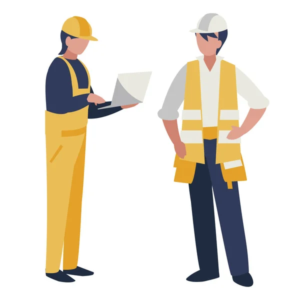 Çift erkekler inşaatçılar çalışma — Stok Vektör
