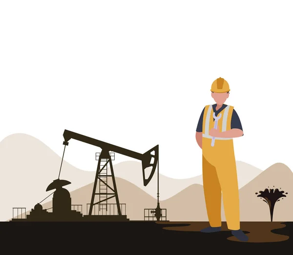 Indústria petrolífera caráter avatar trabalhador —  Vetores de Stock