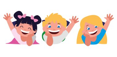 mutlu küçük karakter çocuklar