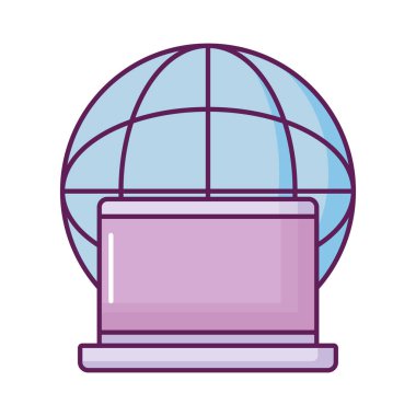 Küre gezegen ile dizüstü bilgisayar