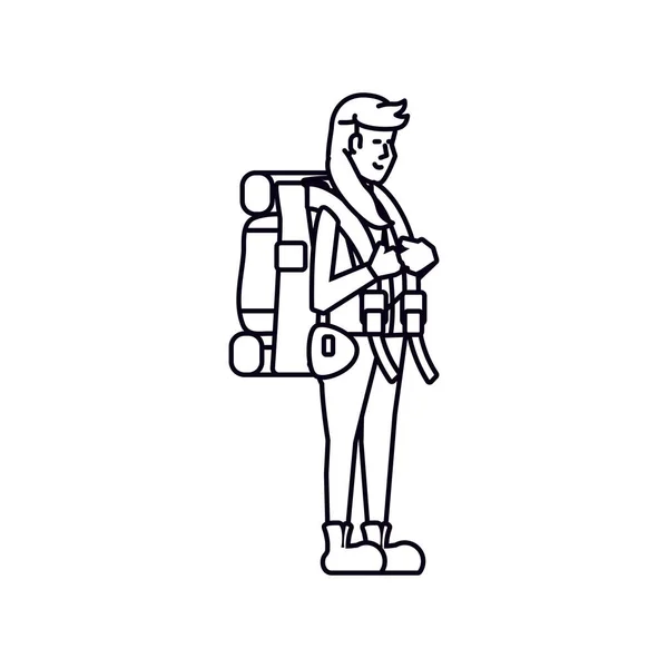 旅行バッグ アバター キャラクターを持つ旅行者女性 — ストックベクタ