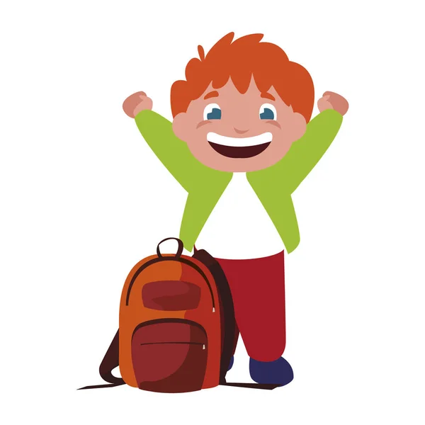 Ευτυχής λίγο μαθητής με χαρακτήρα της σχολικής τσάντας — Διανυσματικό Αρχείο