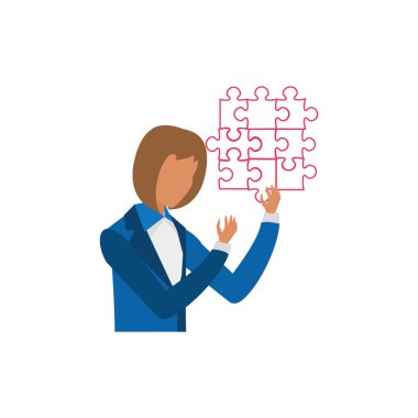 iş kadını puzzle parçaları ile