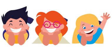 mutlu küçük karakter çocuklar