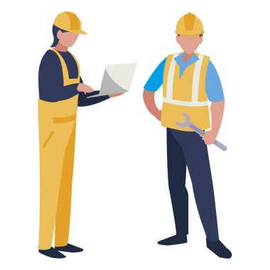 Çift erkekler inşaatçılar çalışma